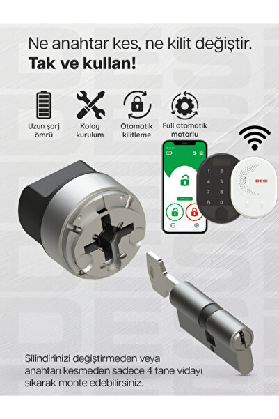 Desi Utopic RX Anahtar Üzerine Takılan WiFi Akıllı Kilit Parmak İzi Akıllı Kapı Kilidi