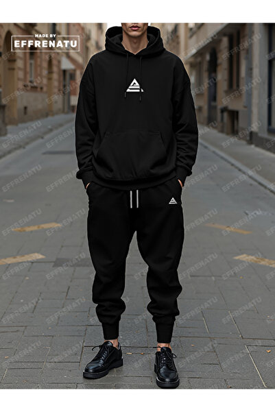 EFFRENATU Unisex Oversized Tracksuit Set with Printed Hoodie and Available in Different Colors