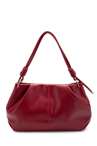 minebag Drawstring Detailed Faux Leather Chen Arm Bag Red