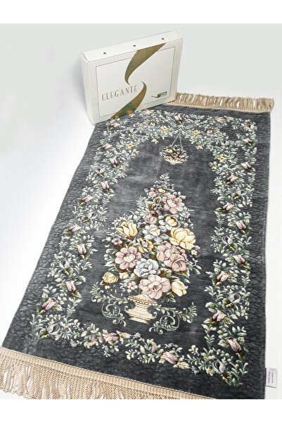 Reis سجادة صلاة فاخرة من الشنيل - مالية - بوتشا - لون أنثراسيت