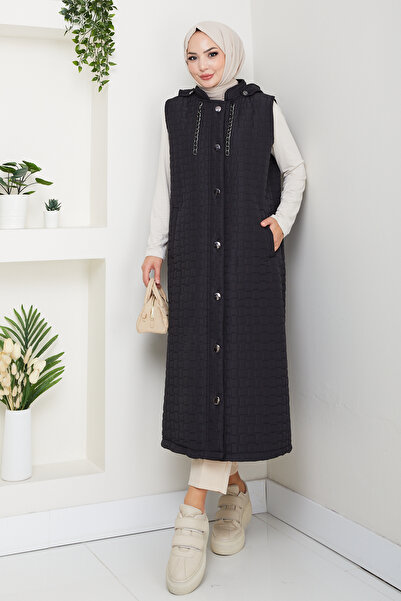 Pamuk Butik Women's Plus Size Quilted Vest with Pockets