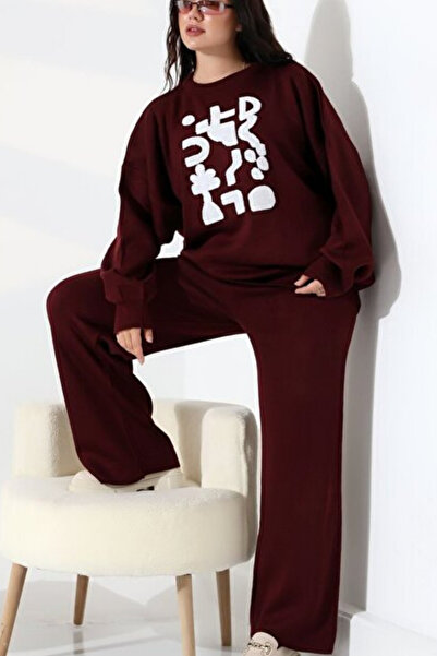 mefru Women's Sweater Pants Top and Bottom Two-Piece Oversized Knitwear Set