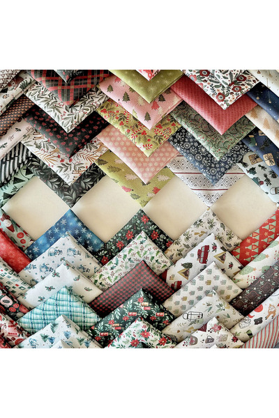 FabricMarket 100% Cotton Satin Fabric – 60 Pieces 20X20 Cm, New Year and Winter Themed Patterns, for Patchwork