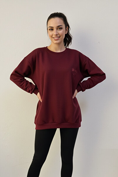 KOZİA OUTDOORS Γυναικείο φούτερ oversized με λεπτομέρεια από ροζ κορδέλα στην...