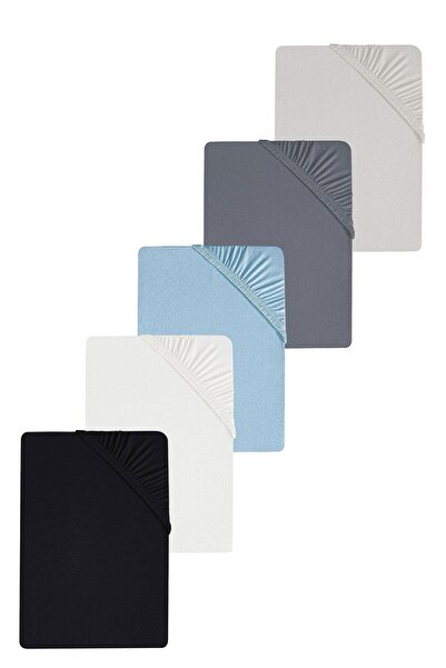 COTENCONCEPT 5 قطع ملاءة سرير مزدوجة من القطن العادي مقاس 200 × 200 سم من القطن الممشط المرن