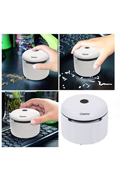 OEM White mini desk vacuum cleaner - for keyboard, table and crumbs, with brushes at the base and