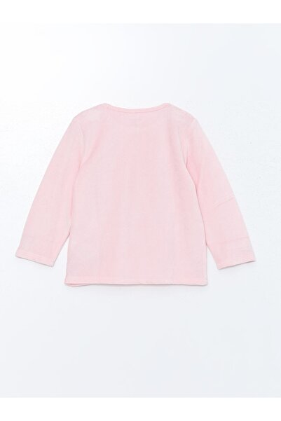 LC Waikiki LCW baby Pembe Bisiklet Yaka Kadife Kız Çocuk Pijama Takımı