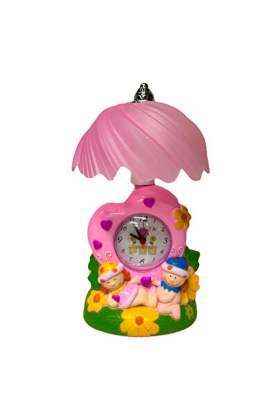 velve Decoratiune ceas de masa in forma de veioza , Roz, 22x15 cm