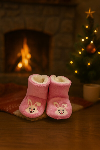 Midimax Peluş Bebek ve Çocuk Panduf Ev Botu – Kışlık Kaymaz Tabanlı Patik