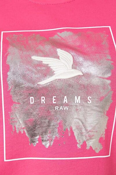 RMG Gamze Moda Embroidered Printed Large Size T-Shirt