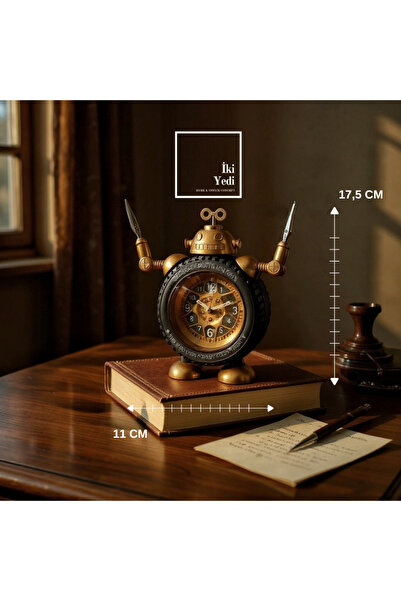 77 Robot Figürlü Masa Saati | Dekoratif Retro Saat | Ofis Ev İçin Şık Hediyel...