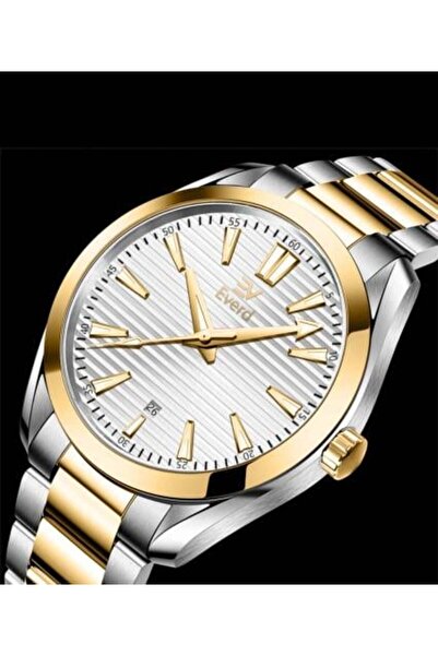 everd Men's Watch Brand Gold and Silver with White Dial