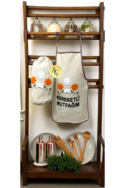 Altın Çeyiz Tekstil Punch Nakışlı Mutfak Önlüğü & Punch Nakışlı Poşetlik & Mu...