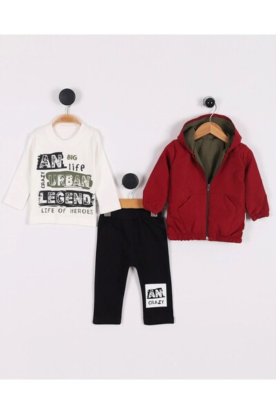 voyyo kids baby Baby Boy Raincoat with Hood, 3-Piece Seasonal Top and Bottom Set L 3-6-9-12-18 Months