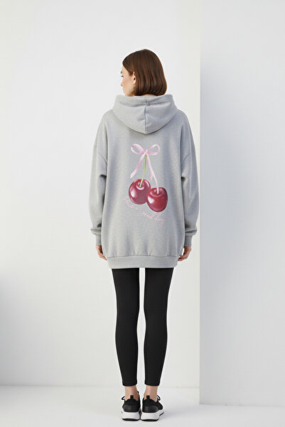 KOZİA OUTDOORS Дамска качулка с голям размер и принт с череши на гърба