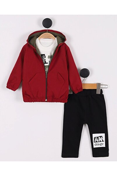 voyyo kids baby Baby Boy Raincoat with Hood, 3-Piece Seasonal Top and Bottom Set L 3-6-9-12-18 Months