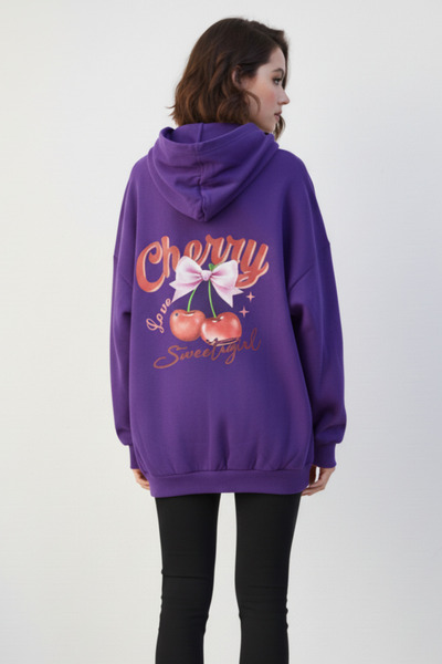 UNCİA OUTDOORS Hanorac supradimensionat cu glugă pentru femei, cu imprimeu ci...