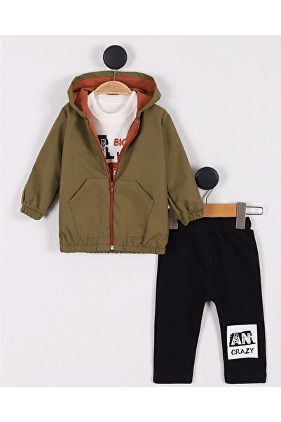 Ege Bebek Baby Boy Raincoat with Hood, 3-Piece Seasonal Top and Bottom Set L 3-6-9-12-18 Months