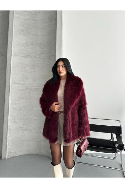 TOFAN TRİKO Soft Textured Oversize Fur Coat