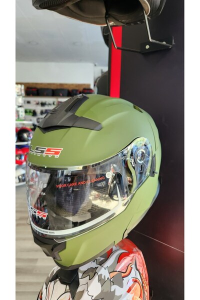 KeskinMoto LS5 Çene Açılır Güneş Gözlüklü Kask Yeşil