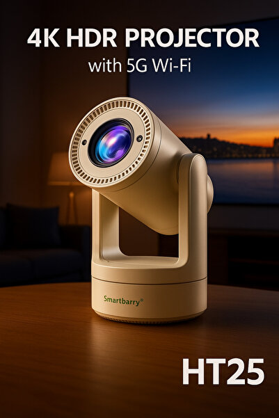 SmartBarrier Smart Barry HT25 4K HDR Projector with 5G Wi-Fi and Auto Focus – Portable HD Home Projector