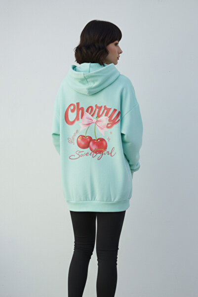 UNCİA OUTDOORS Hanorac supradimensionat cu glugă pentru femei, cu imprimeu ci...