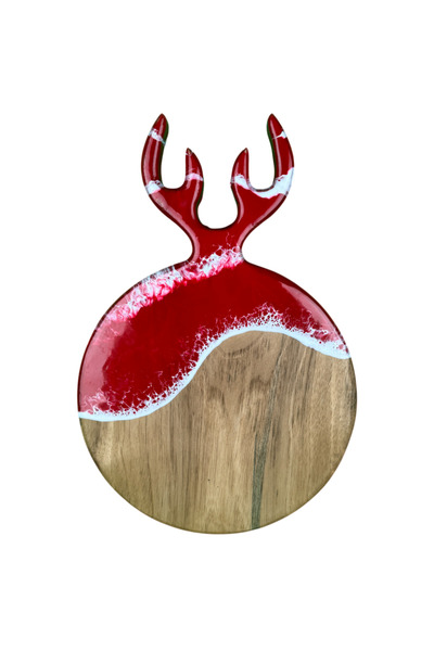 CVCWOOD Epoxy Resin Presentation and Round Cutting Board 37 cm X 25 cm