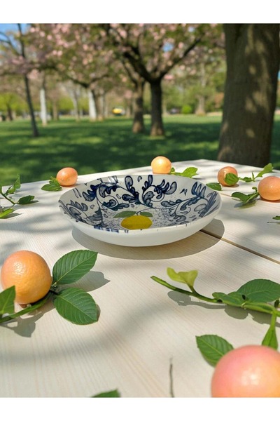La Mediterranea Farfurie adâncă model Limoi, stil Capri cu lămâi, 21 cm -