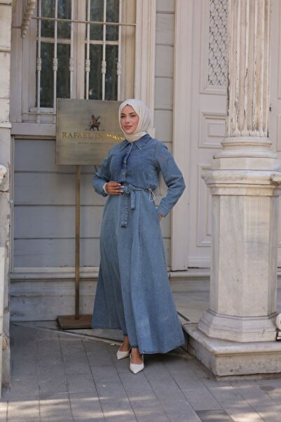 By Pommes Life Kadın Bolero Ceket Detaylı Denim Tesettür Elbise