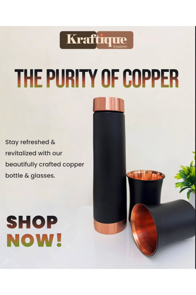 Kraftique Copper Bottle in Black Color