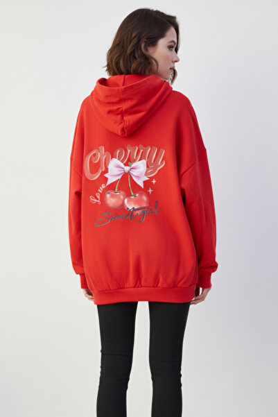 UNCİA OUTDOORS Hanorac supradimensionat cu glugă pentru femei, cu imprimeu ci...