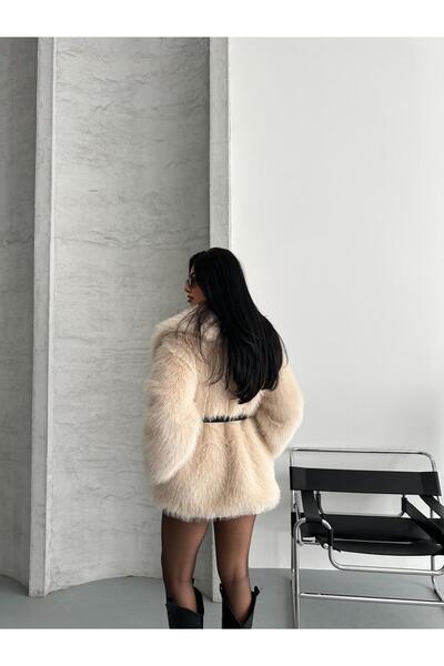TOFAN TRİKO Soft Textured Oversize Fur Coat