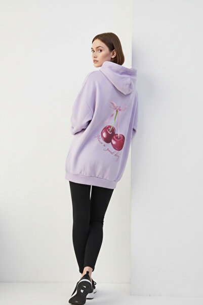 KOZİA OUTDOORS Дамска качулка с голям размер и принт с череши на гърба