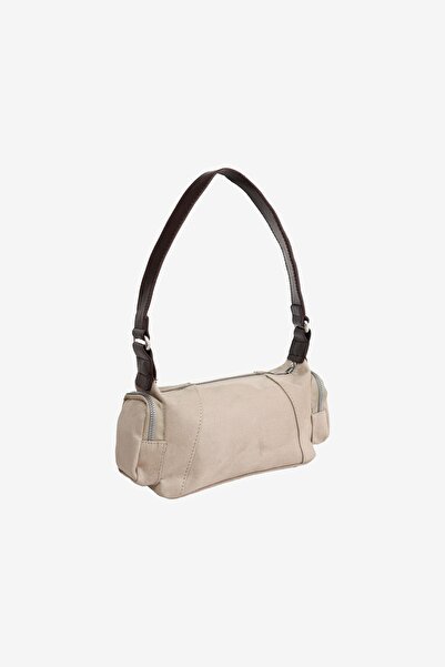 MARSEPTUN Source Beige Suede Bag with Zipper Pocket Detail