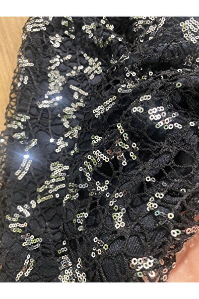 Cherry Lane Siyah File Payetli Yılbaşı Kısa Etek