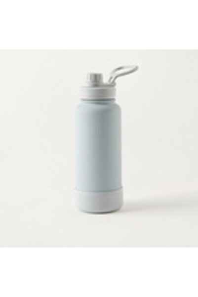 zmzm زجاجة مياه عادية من الفولاذ المقاوم للصدأ مع فوهة ومقبض - 1 لتر