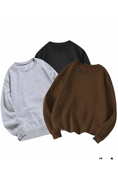 blackbonds 3-Color Combination Unprinted Basic Crew Neck Sweatshirt