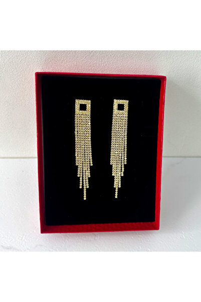 velve Μακριά σκουλαρίκια Serenity, με ημιπολύτιμες πέτρες, σε κουτί δώρου, Χρυσό