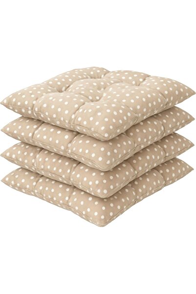 İstanbul kumaş 4’lü Sandalye Minderi – Bağcıklı, Çökme Yapmaz Sünger Dolgulu, Yıkanabilir – 40x40 cm Puantiyeli