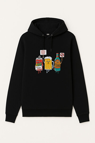 MODA Hanorac negru pentru adulți Bira Beer cu imprimeu cu glugă Swea tricou