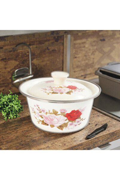 ELEGANT HOME Set of 3 Enamel Kitchen Bowls Antique Enamel Mixing Bowl