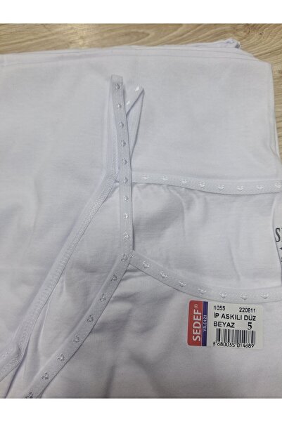 Sedef İnce ip askılı Düz Beyaz Atlet 5 Beden