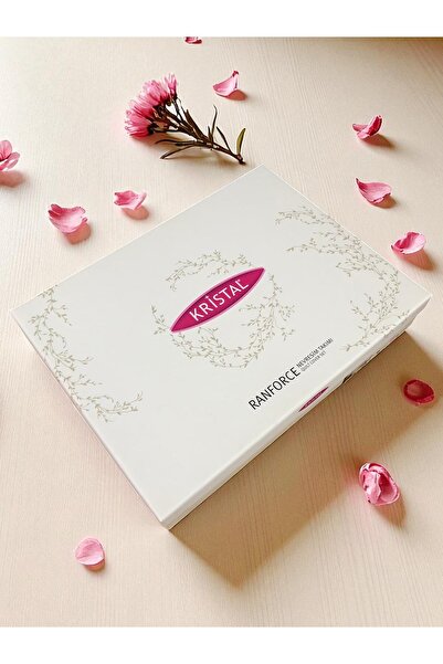 Bikaya Home Kristal Ranforce Double Duvet Cover Set | 100% Cotton | 57 Tel | 4 Pieces | Luxury Box