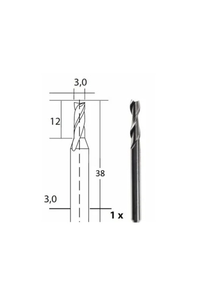 JollyMag Cutter with 2 Flutes, Proxxon 28761, 3.0 x 3.0 mm