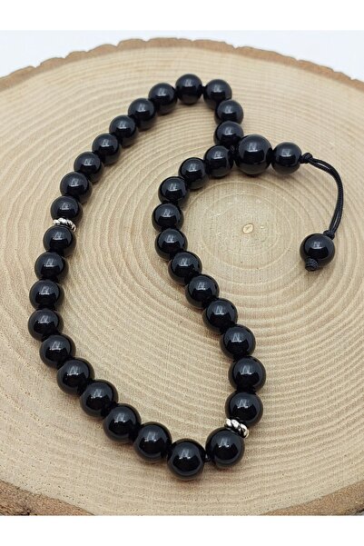 Yasamtohumu سبحة حجر العقيق اللامع بتصميم خاص 33 حبة 8 مم (5345)