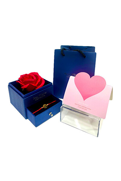 velve Trandafir de sapun in cutiuta, cu sertar, bratara si felicitare cadou, ...