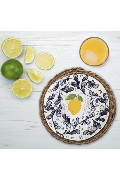La Mediterranea Farfurie întinsă model Limoi, stil Capri cu lămâi, 26 cm -