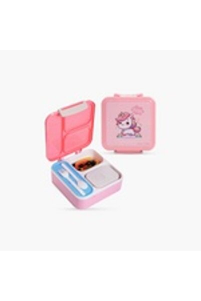 zmzm Kids Bento Lunch Box with Three Sections, Spoon, Fork, and Jar - 1500ml ...