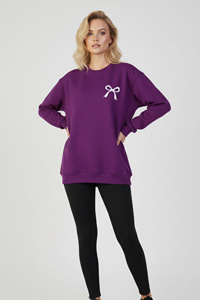 KOZİA OUTDOORS Γυναικείο φούτερ oversized με λεπτομέρεια από μίνι κορδέλα