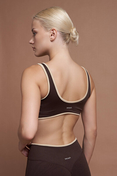 SESEH Αθλητικό σουτιέν NAIA καφέ διπλό χρώμα χωρίς ραφές